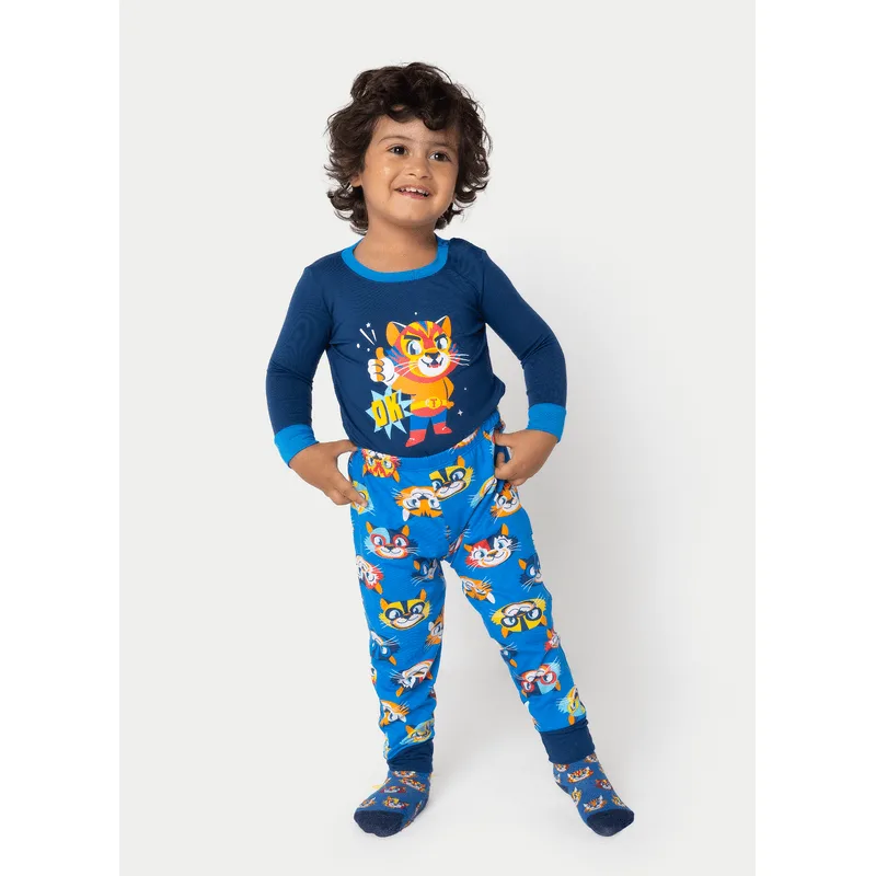 Pijama Manga Longa Viscolycra Bebê Menino Tigre Lucha 3 A 6 MESES