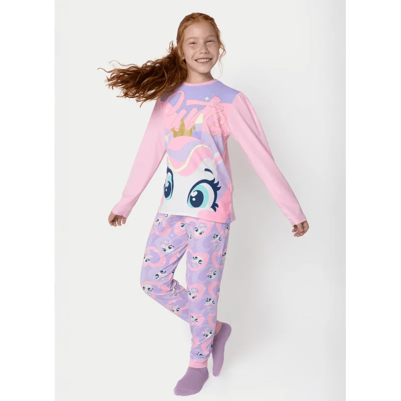 Pijama Manga Longa Viscolycra Menina Teen Unicórnio Diamante 8