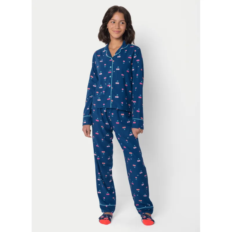 Pijama Manga Longa Viscose Menina Teen Cereja 12