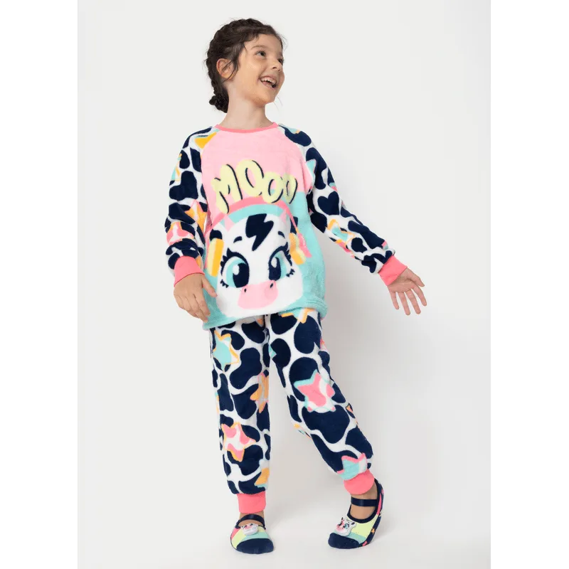 Pijama Manga Longa Soft Menina Vaca Moosic 6