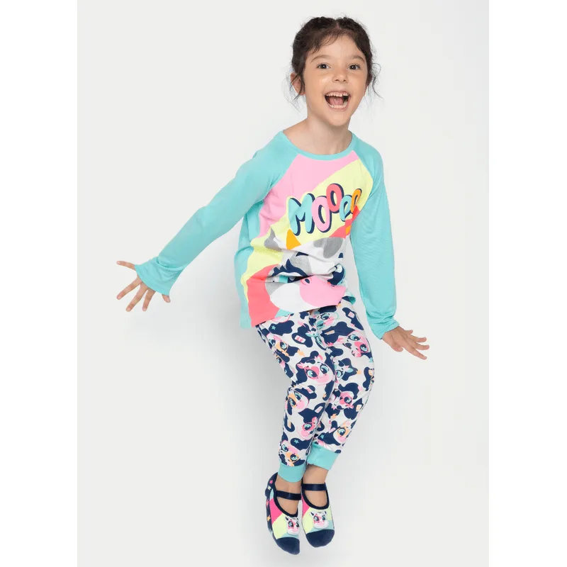 Pijama Manga Longa Viscolycra Menina Vaca Moosic 1