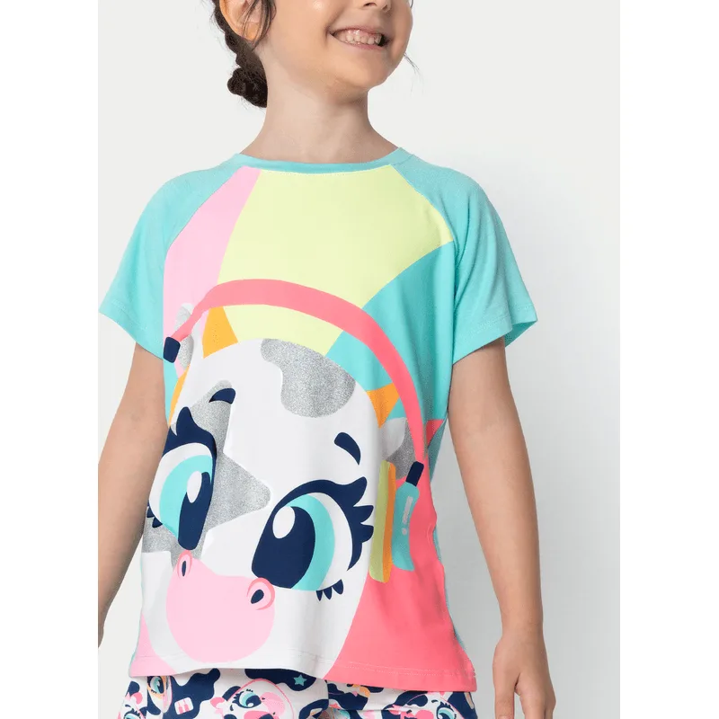 Pijama Manga Curta Viscolycra Menina Vaca Moosic 2