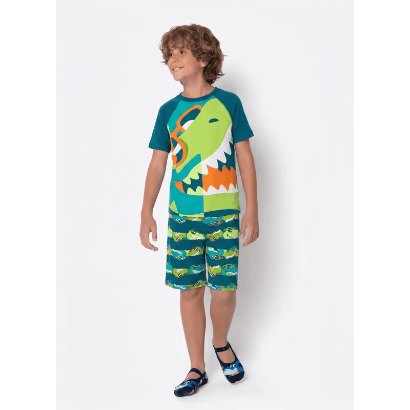 Pijama Manga Curta Viscolycra Menino Teen Dino 12