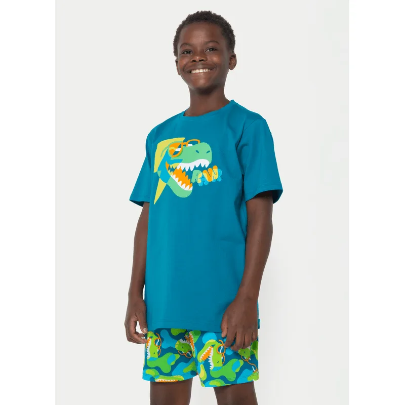 Pijama Manga Curta Algodão Menino Teen Dino 10