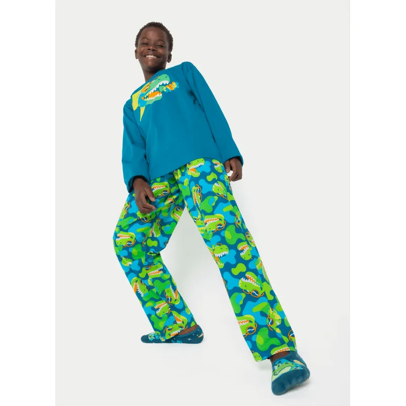Pijama Manga Longa Algodão Menino Teen Dino 12