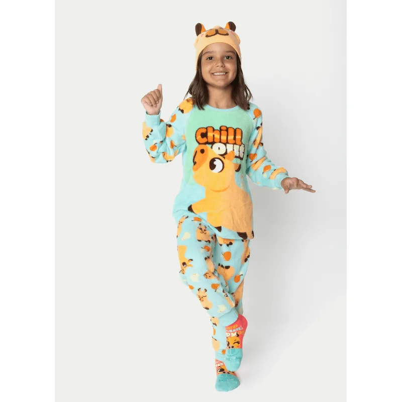 Pijama Manga Longa Soft Kids Unissex Capivara Vibes 1