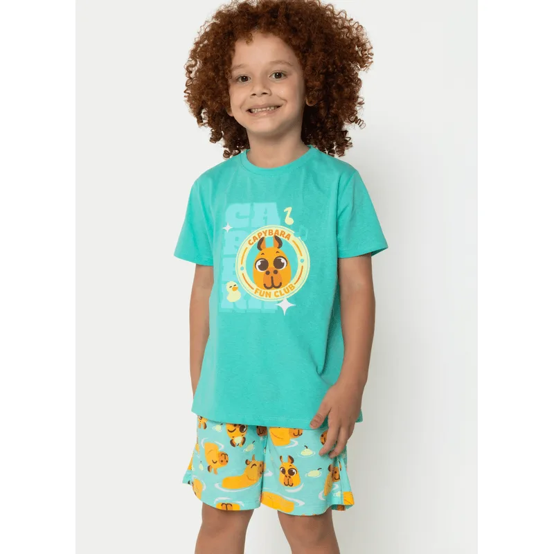 Pijama Manga Curta Algodão Menino Capy Bora 6