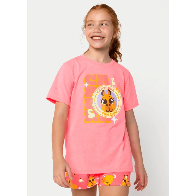 Pijama Manga Curta Algodão Menina Teen Capy Bora 10