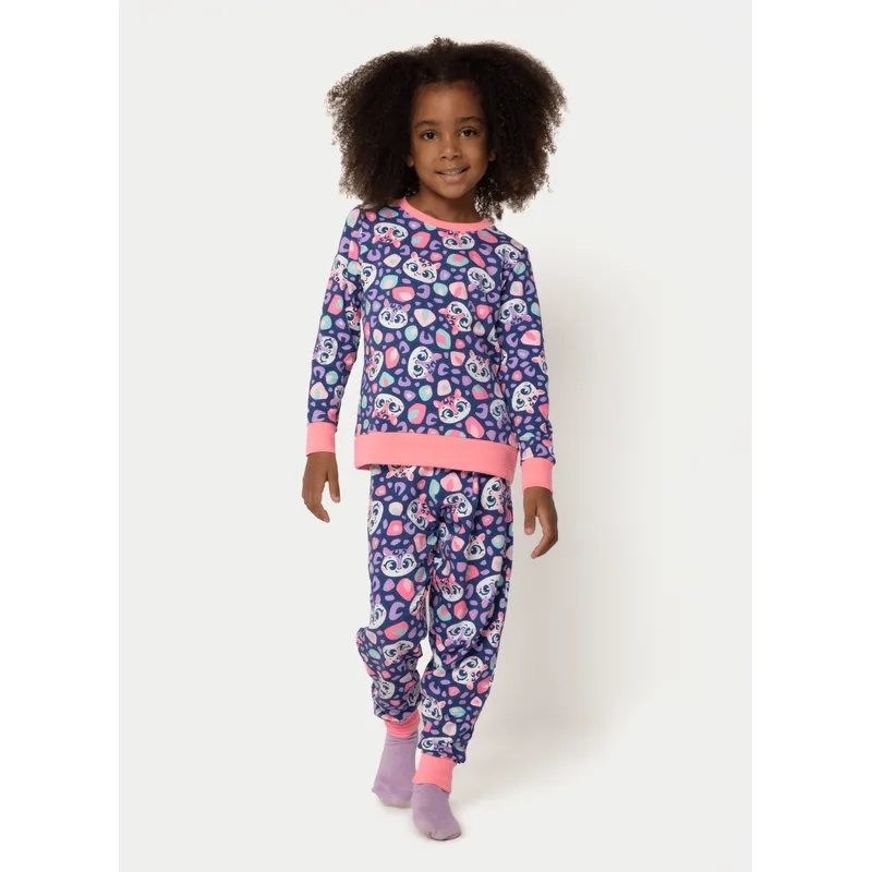 Pijama Manga Longa Moletinho Menina Onça 6