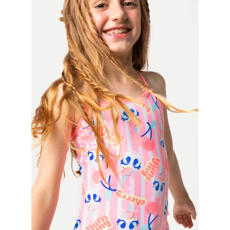 Maiô com Proteção Solar Menina Unicórnio Frutas 1
