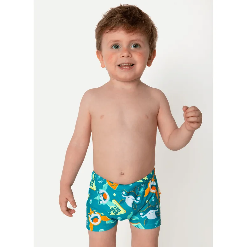 Sunga Boxer com Proteção Solar Bebê Menino Tuba Trio 6 A 9 MESES
