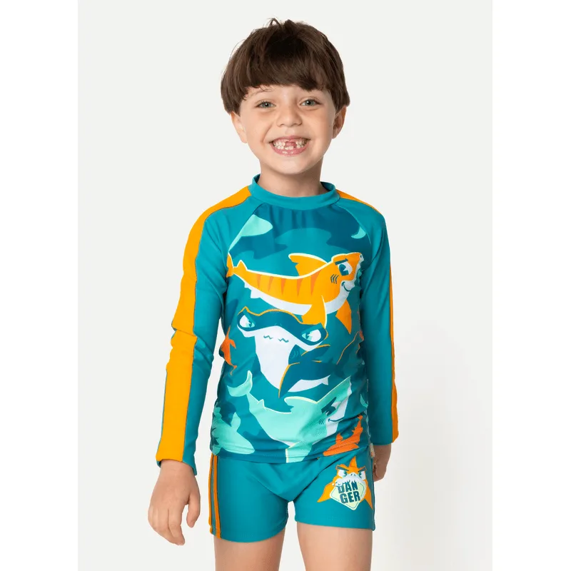 Camiseta Manga Longa com Proteção Solar Menino Tuba Trio 8