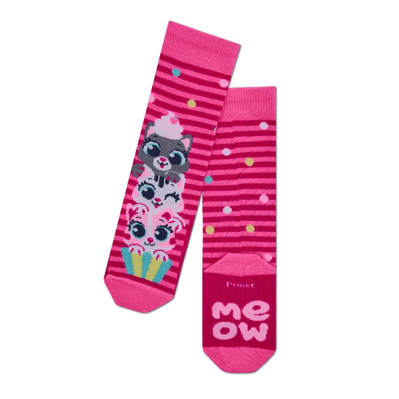 Meia Cano 3/4 Bebê Menina Gato Cupcake 19 A 22 MESES