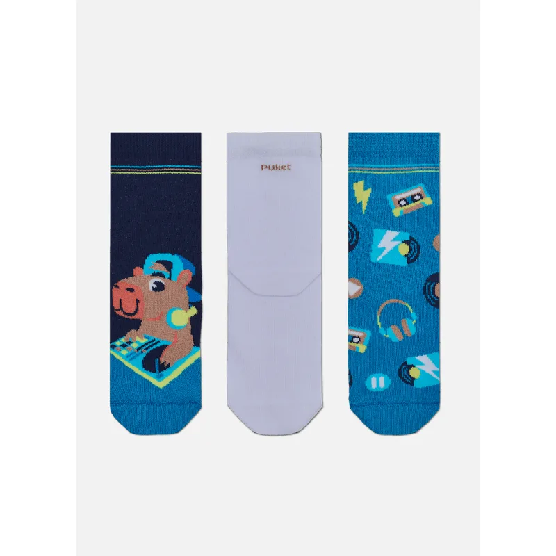 Kit com 3 Meias Cano Médio Menino Capivara DJ 28 A 33