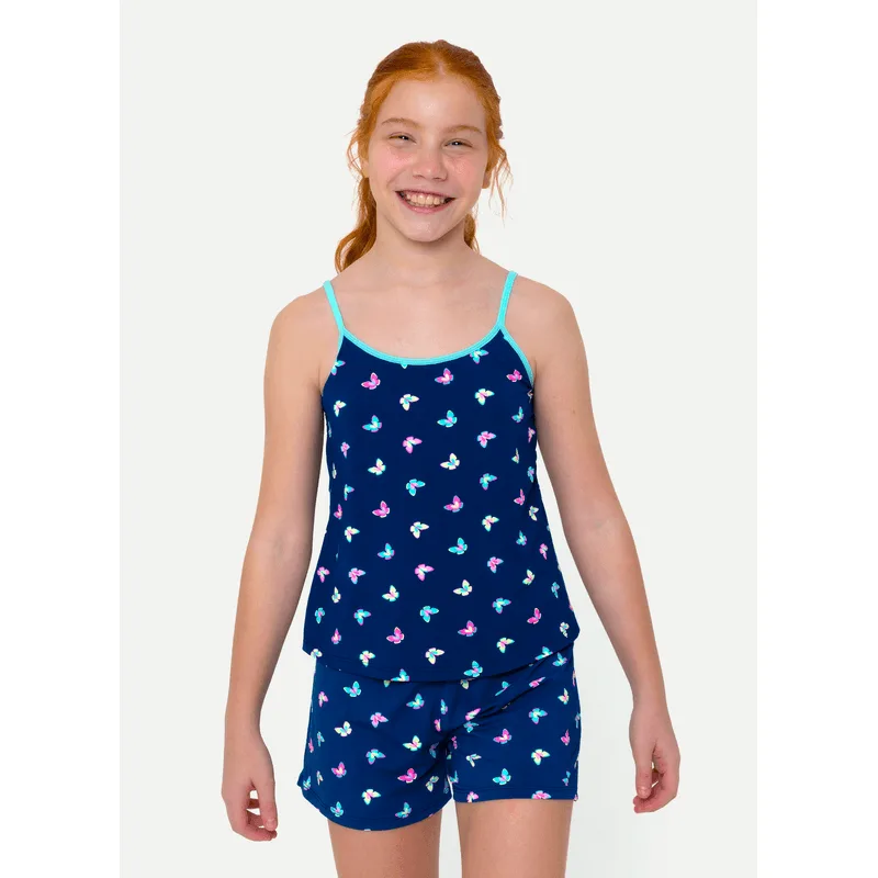 Pijama Regata Microfibra Menina Teen Borboletas 12