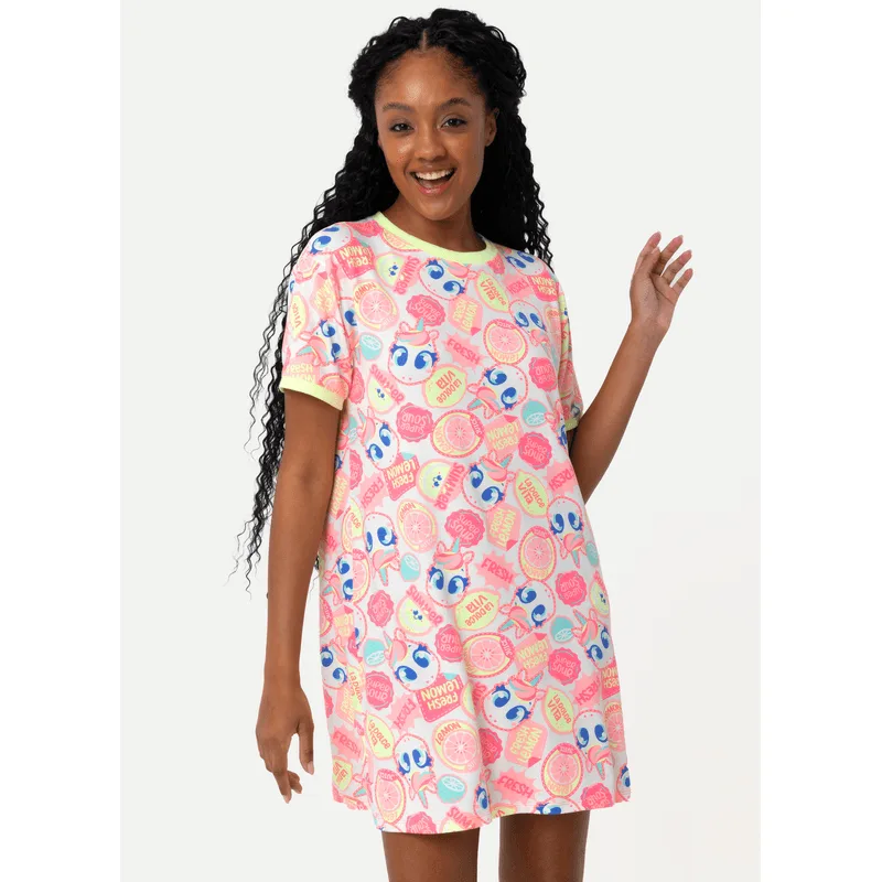 Camisola Manga Curta Viscolycra Feminina Unicórnio Frutas P