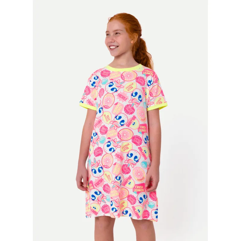 Camisola Manga Curta Viscolycra Menina Teen Unicórnio Frutas 8
