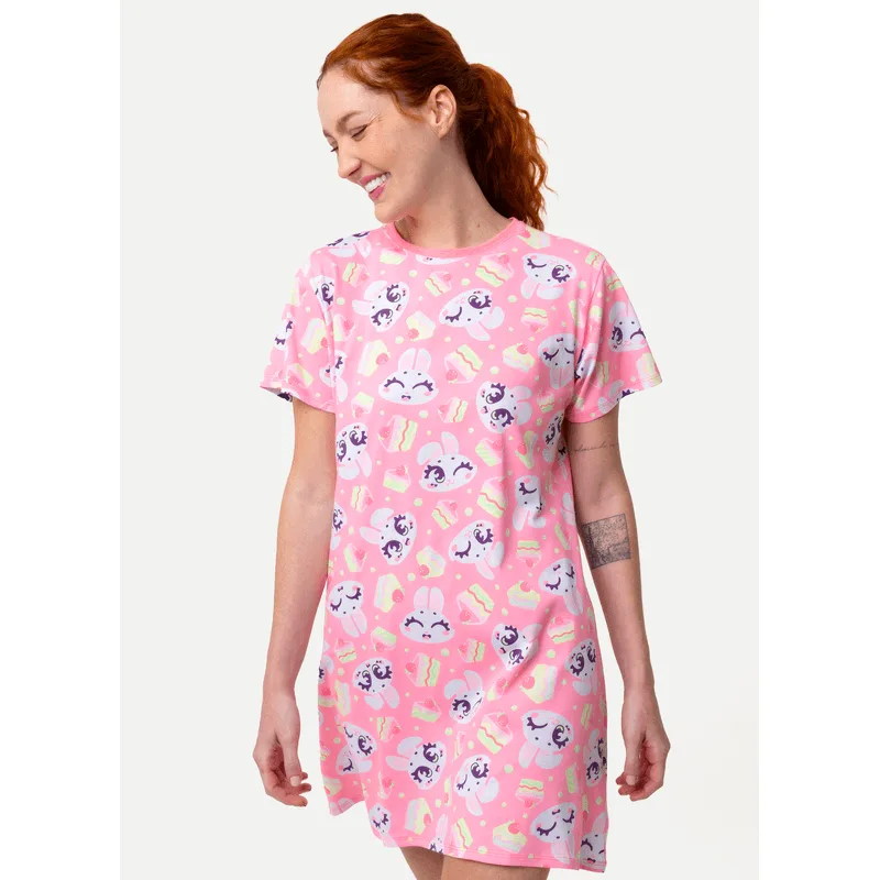 Camisola Manga Curta Algodão Feminino Coelha Romântica M