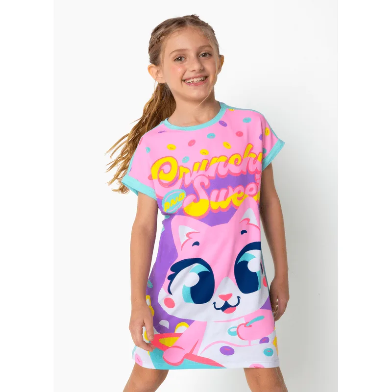 Camisola Manga Curta Viscolycra Menina Gata Cereal 4