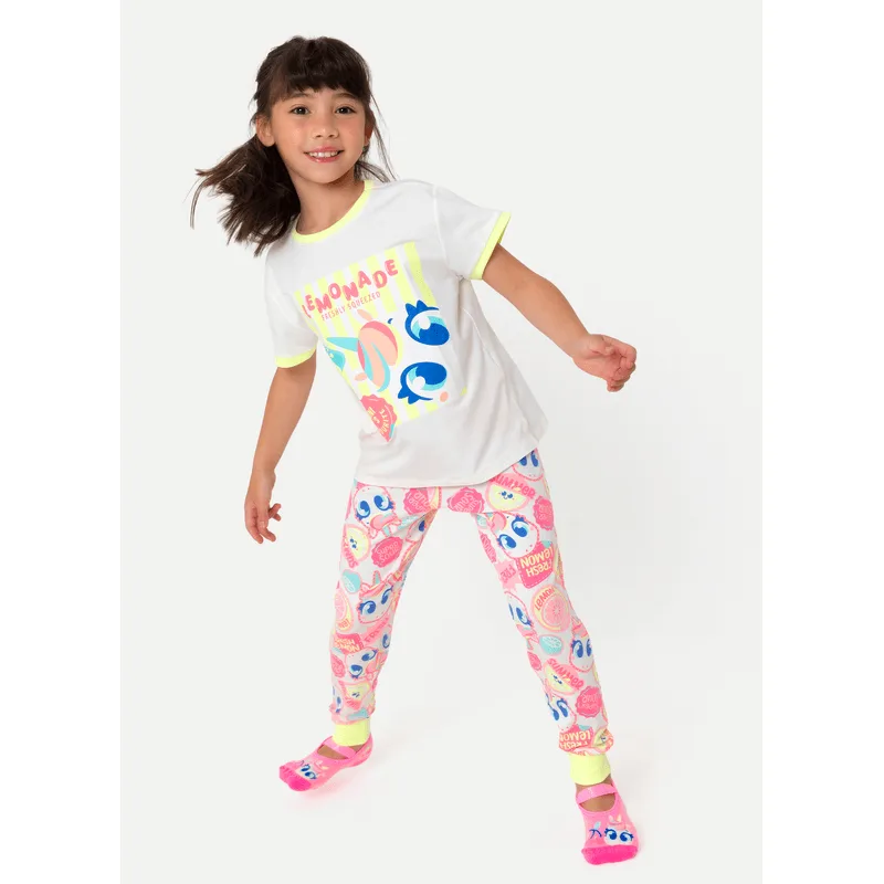 Pijama Manga Curta Viscolycra Menina Unicórnio Frutas 1