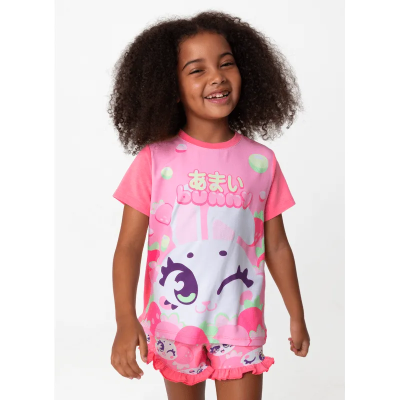 Pijama Manga Curta Viscolycra Menina Coelha Romântica 2