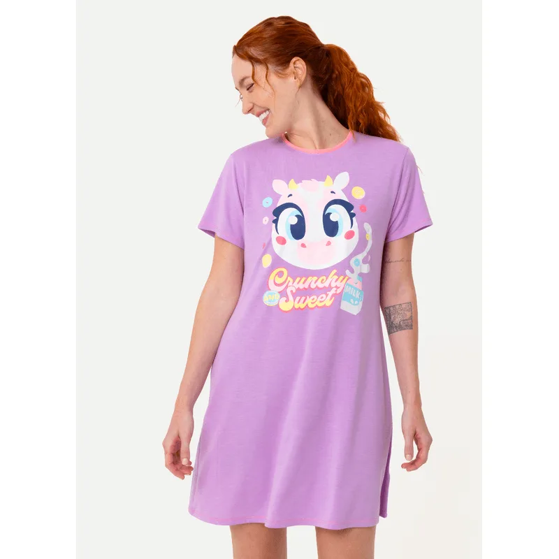 Camisola Manga Curta Viscolycra Feminino Vaca Cereal GG