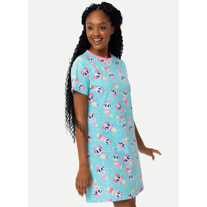 Camisola Manga Curta Algodão Feminina Multibichos Sereia P