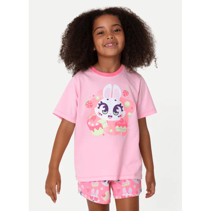 Pijama Manga Curta Menina Coelha Romântica 2