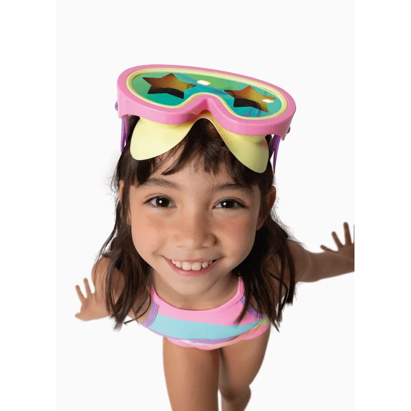 Óculos de Natação Menina Color Block Rosa UN
