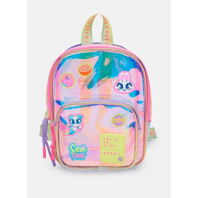 Mochila Costas Pequena Color Block Holográfica UN