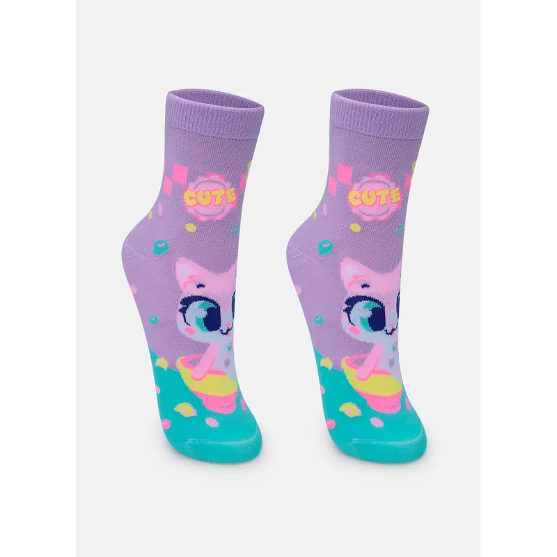 Meia Cano Médio Feminina Gata Cereal 34 A 39