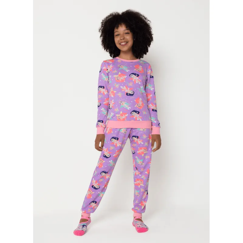 Pijama Manga Longa Moletinho Menina Teen Guerreiras do K-Pop GG