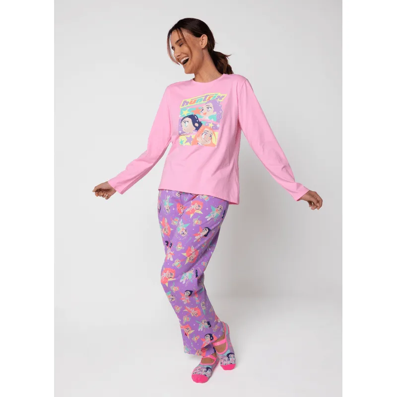Pijama Manga Longa Algodão Feminino Guerreiras do K-Pop M