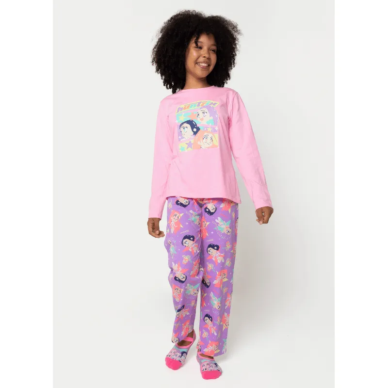 Pijama Manga Longa Algodão Menina Teen Guerreiras do K-Pop GG