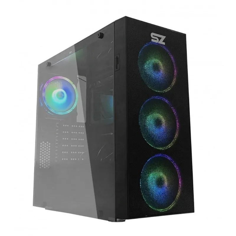Gabinete pc Gamer Storm-z Angry Lateral em Vidro Temperado 3 FANs rgb Controlador de rgb USB 3.0
