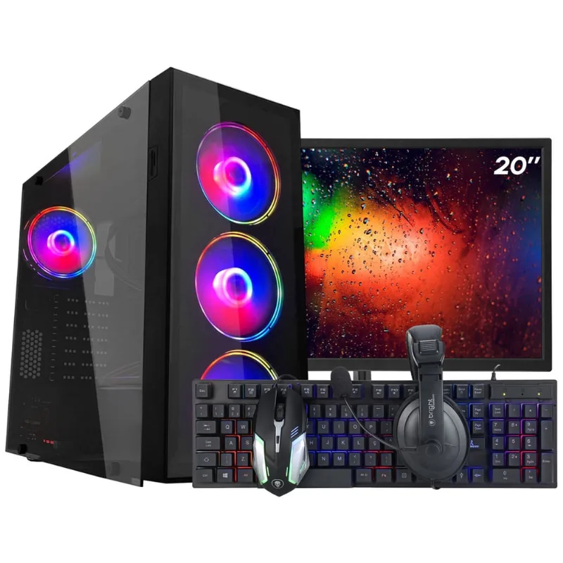 Pc Gamer Completo Monitor 20 + Intel Core i7 2600 16GB gt 730 4GB ssd 120GB Windows 10 Pro Combo Gamer