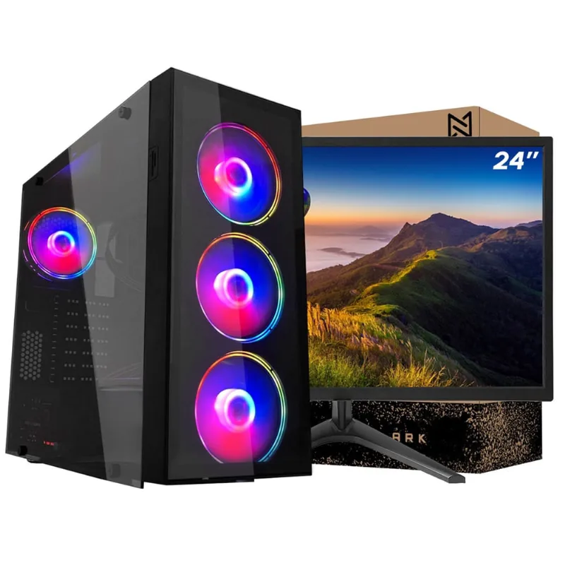 Pc Gamer Completo Ark Monitor 24 + Intel Core i7 3770 16GB gt 730 4GB ssd 240GB Windows 10 Pro Fonte 750w