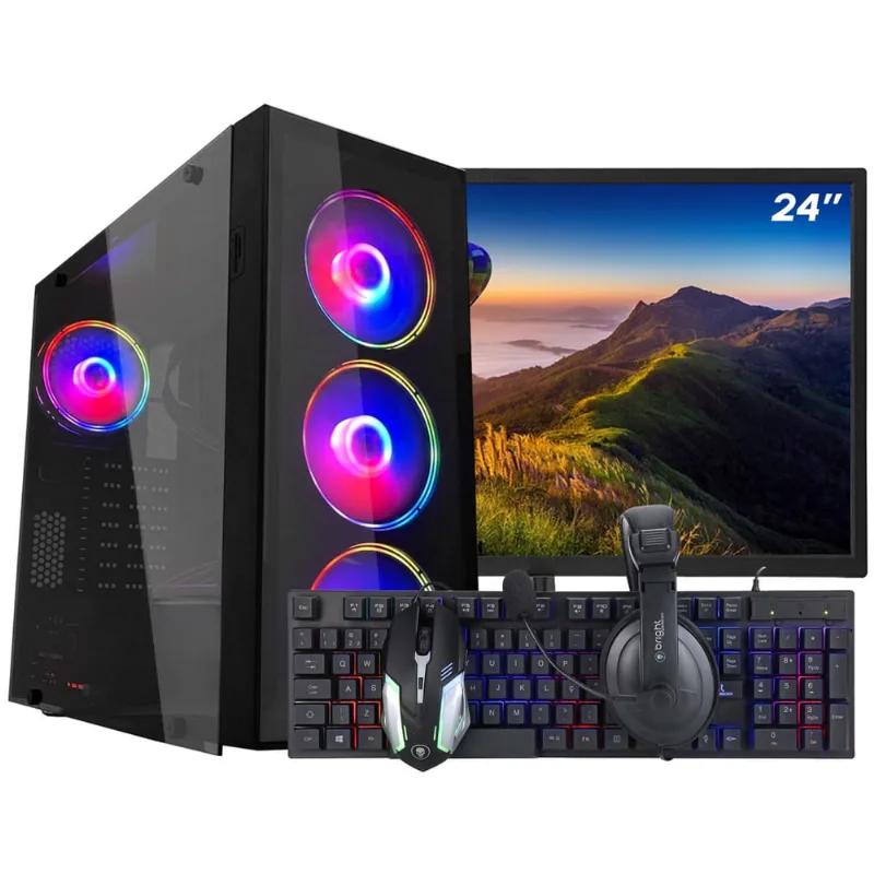 Pc Gamer Completo Ark Monitor 24 + Intel Core i7 3770 16GB gt 730 4GB ssd 120GB Linux Combo Gamer
