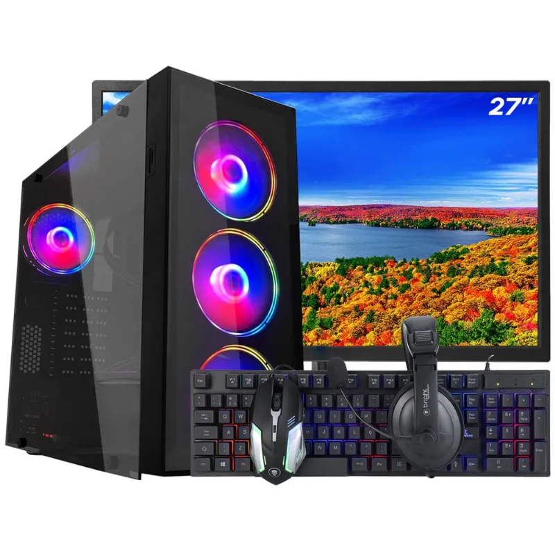 Pc Gamer Completo Monitor 27 + Intel Core i7 2600 16GB gt 730 4GB ssd 120GB Linux Combo Gamer