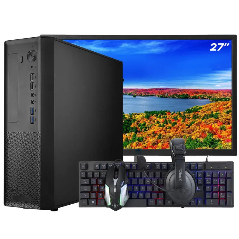 Computador Completo sff Slim Ark Monitor 27'' Intel Core i7 4770 8GB ssd 480GB Linux Combo Gamer