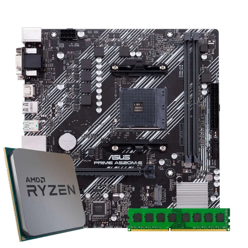Kit ark amd Ryzen 5 5600G Placa Mãe + A520M-E Prime asus + 16GB DDR4