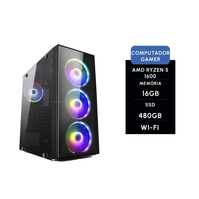Computador gamer brx amd ryzen 5 1600 16GB ssd 480GB + wi-fi