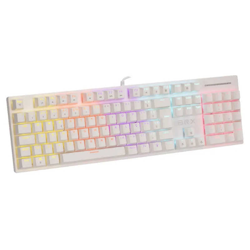 Teclado Mecânico Brx Gamer Mw617 107 Teclas Usb Branco C/ Rbg