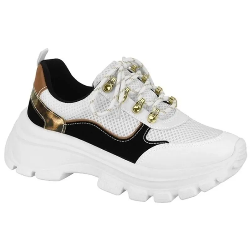TENIS FEMININO BRANCO/PRETO/CAMEL VIZZANO 1356.103