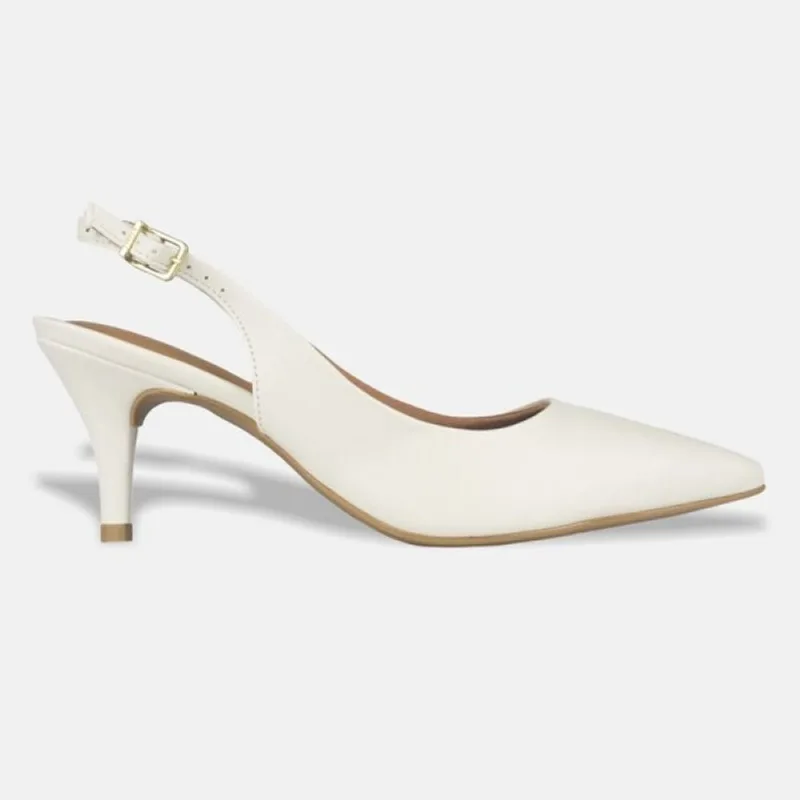 Sapato Scarpin Vizzano Bico Fino Slingback Salto Médio 38 / Branco
