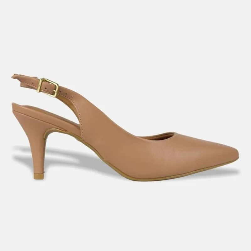 Sapato Scarpin Vizzano Bico Fino Slingback Salto Médio 39 / Nude