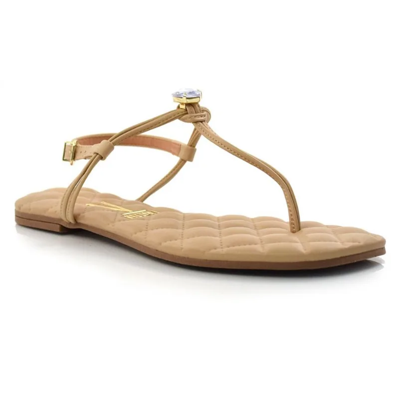 Sandália Rasteira Feminina Vizzano Creme 6447104-7286 37