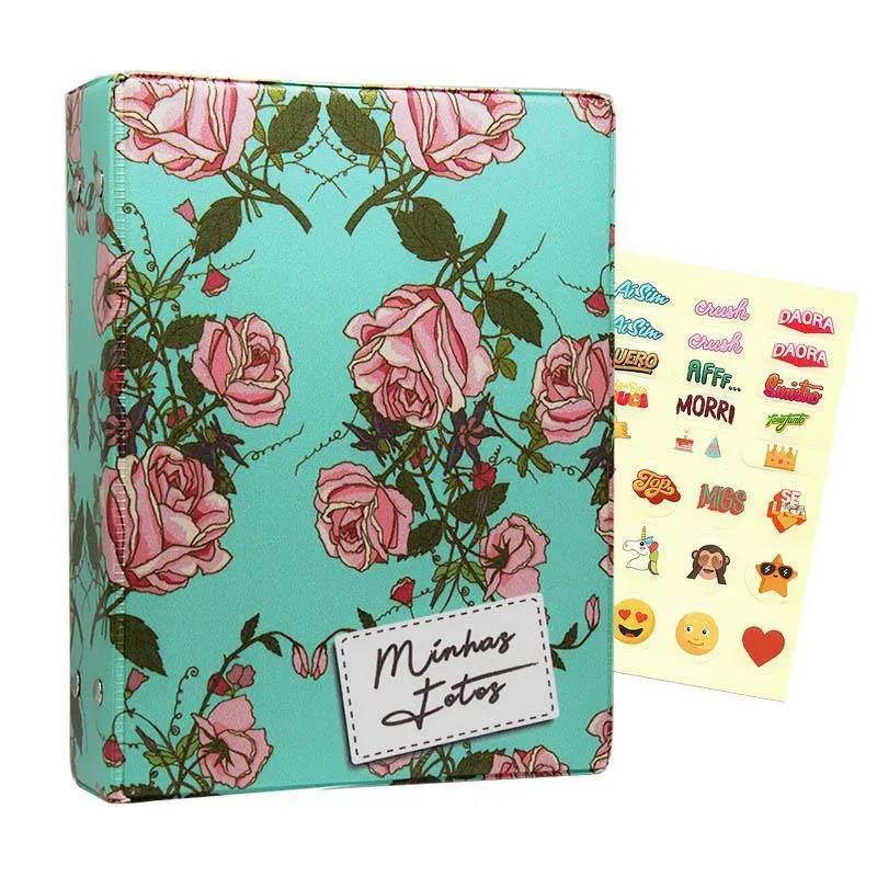 Álbum De Fotos 10x15 Rosas Com Adesivos Para 500 Fotos