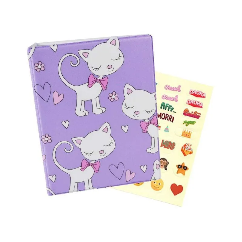 Álbum De 500 Fotos 10x15 Gatinho Roxo + Adesivo