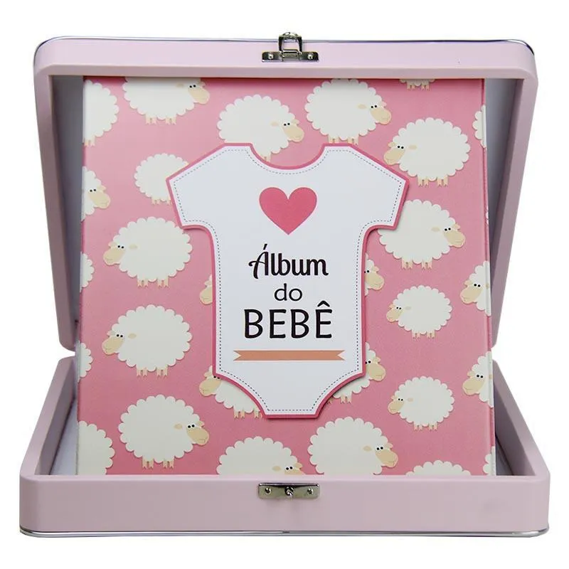 Álbum De Fotos Bebê Feminino Rosa Para 100 Fotos 24x30